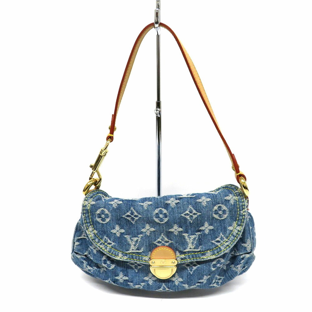 LOUIS VUITTON Pleaty Monogram Denim Jacquard Handbag Blue Bag